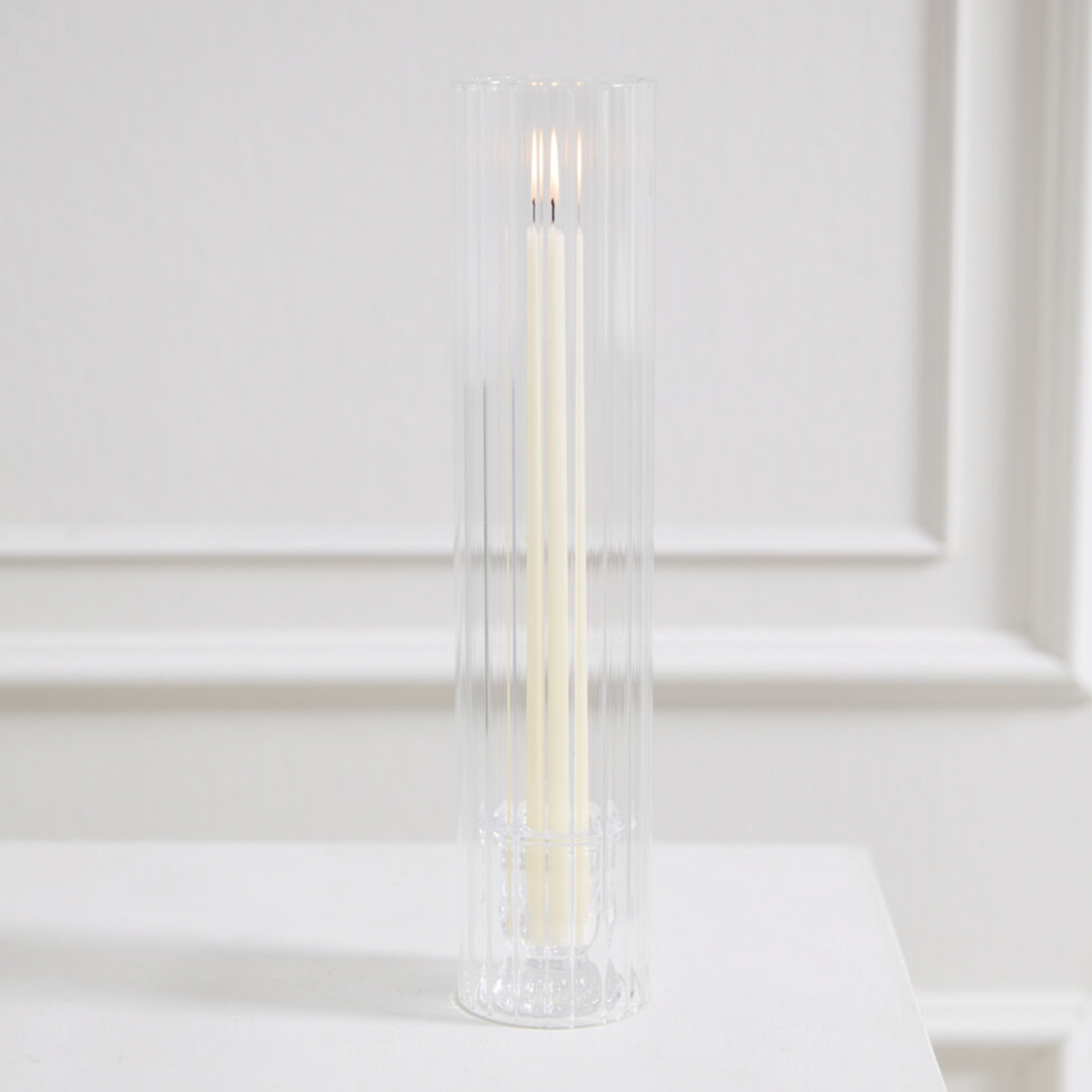 2.5”H X 2” GLASS BELLAMY TAPER CANDLEHOLDER