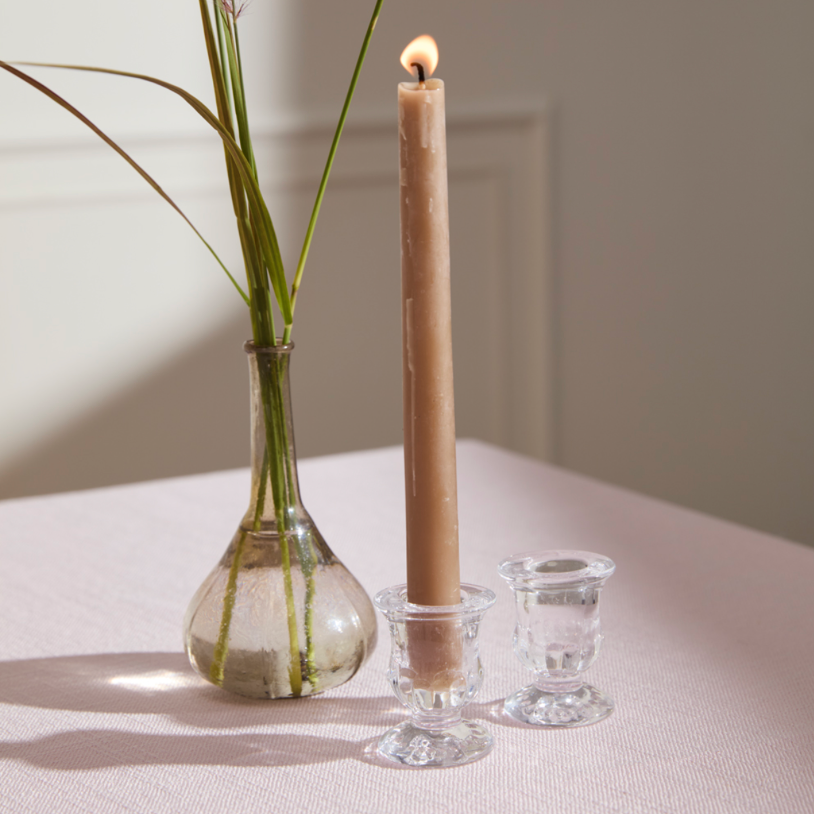 2.5”H X 2” GLASS BELLAMY TAPER CANDLEHOLDER