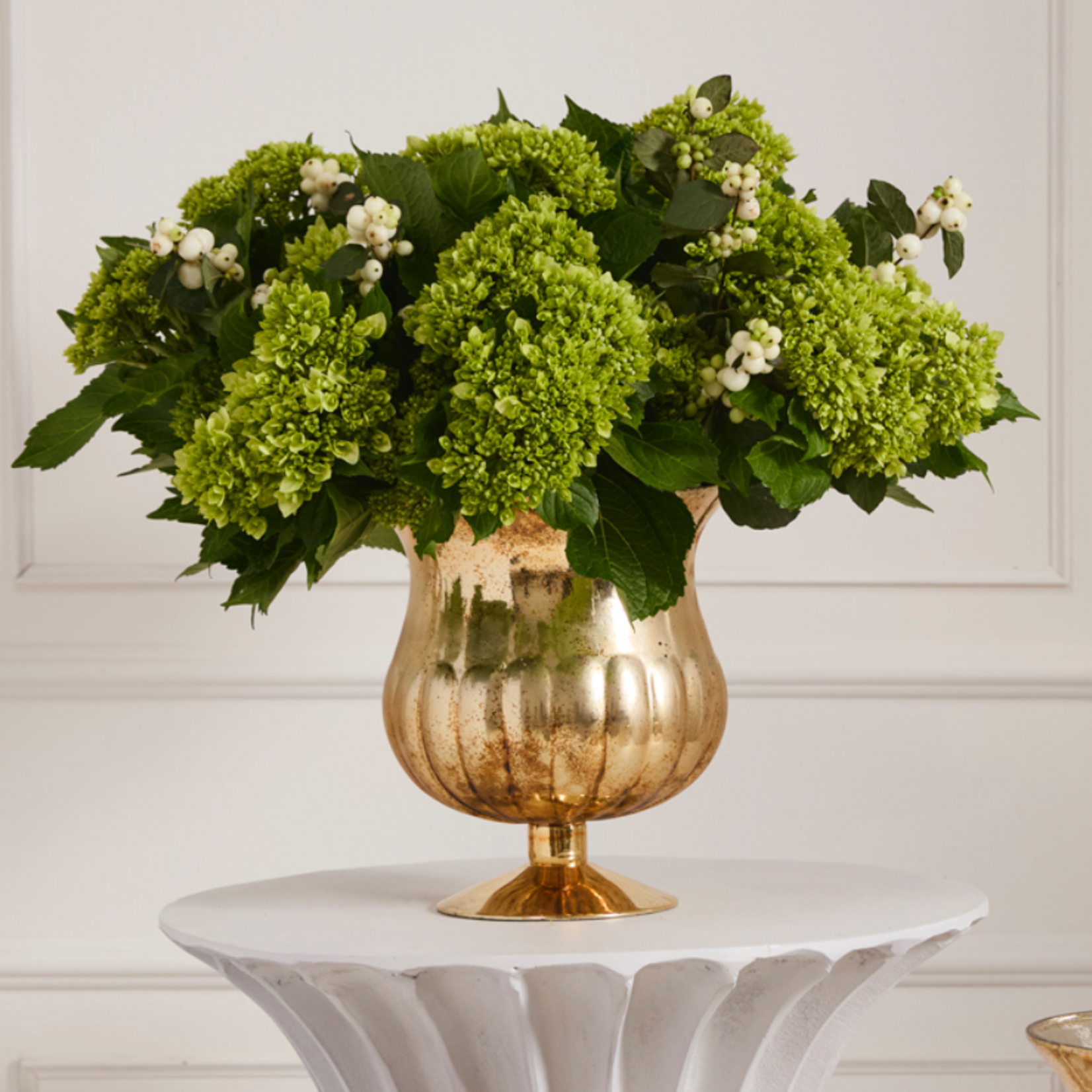 6.75”H X 6.25” GOLD MERCURY GLASS RAPHAEL URN