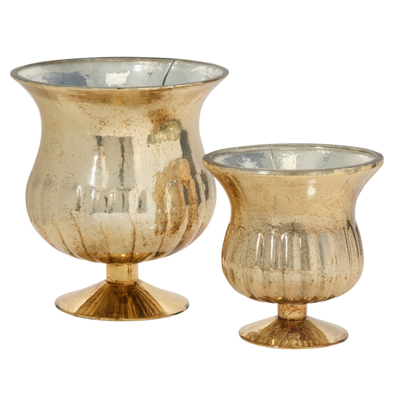 6.75”H X 6.25” GOLD MERCURY GLASS RAPHAEL URN