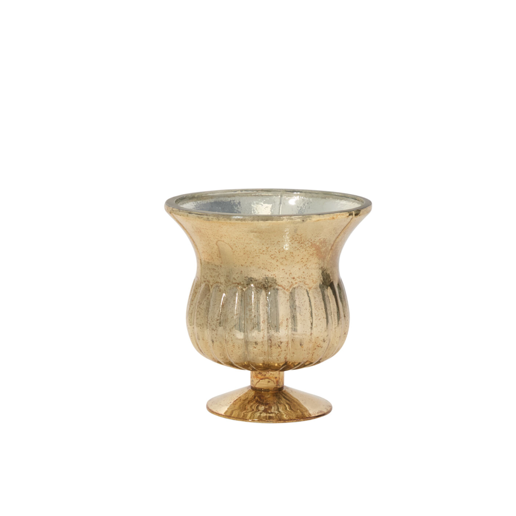 6.75”H X 6.25” GOLD MERCURY GLASS RAPHAEL URN