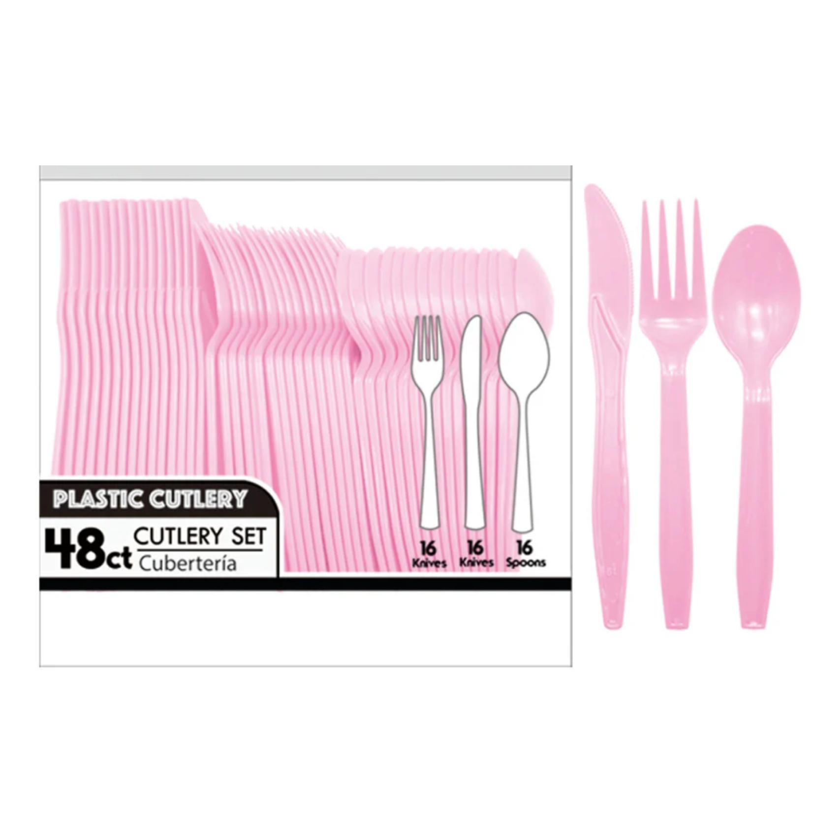 48 CT PINK CUTLERY SET ND