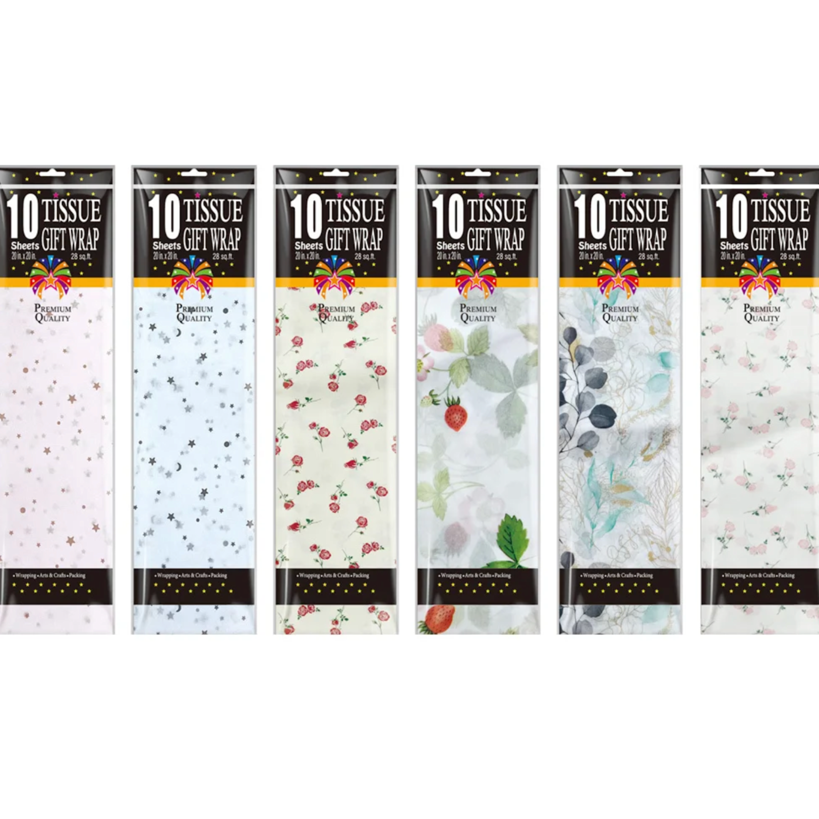 10 COUNT , 20" X 20", PRINTED TISSUE PAPER ND
