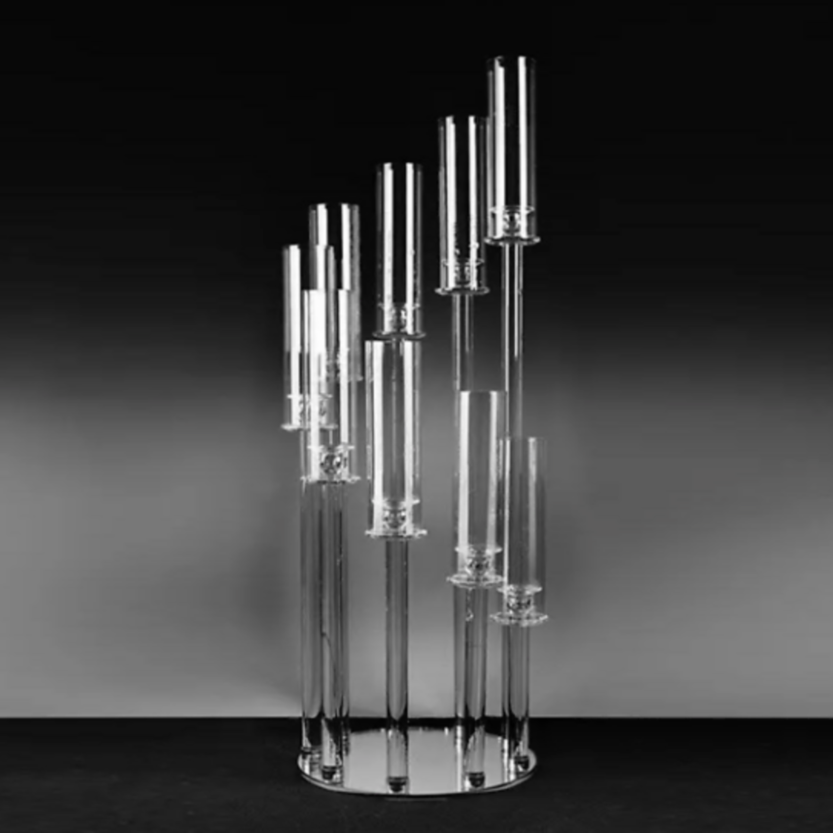 QUALITY WHOLESALE 38”H X 12” CRYSTAL CLUSTER CANDELABRA WITH 9 ARMS/HEADS