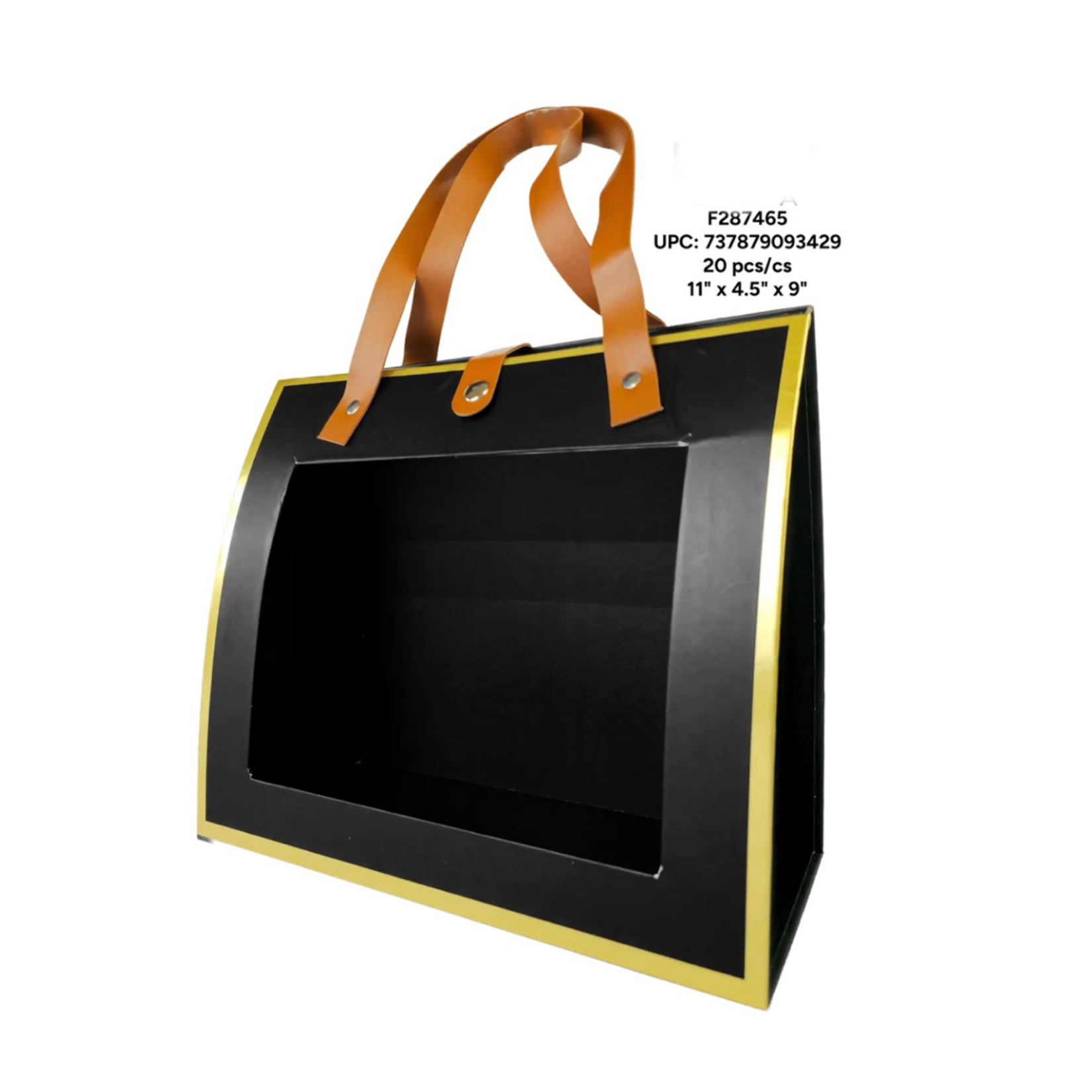 11" x 4.5" x 9" BLACK AND GOLD BAG WITH RECTANGLE DISPLAY ND