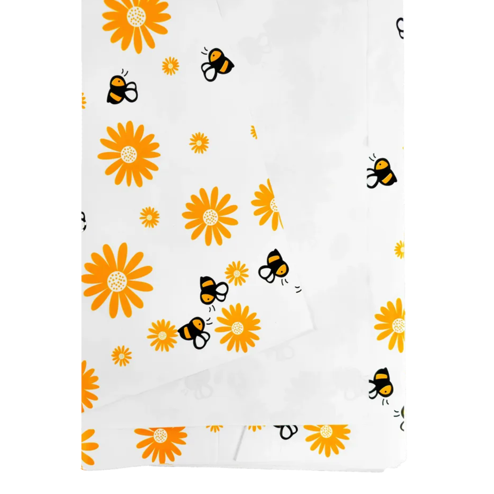 22.5" x 22.5" WHITE FLORAL PAPER  WITH BEES AND ORANGE FLOWERS 20pk ND