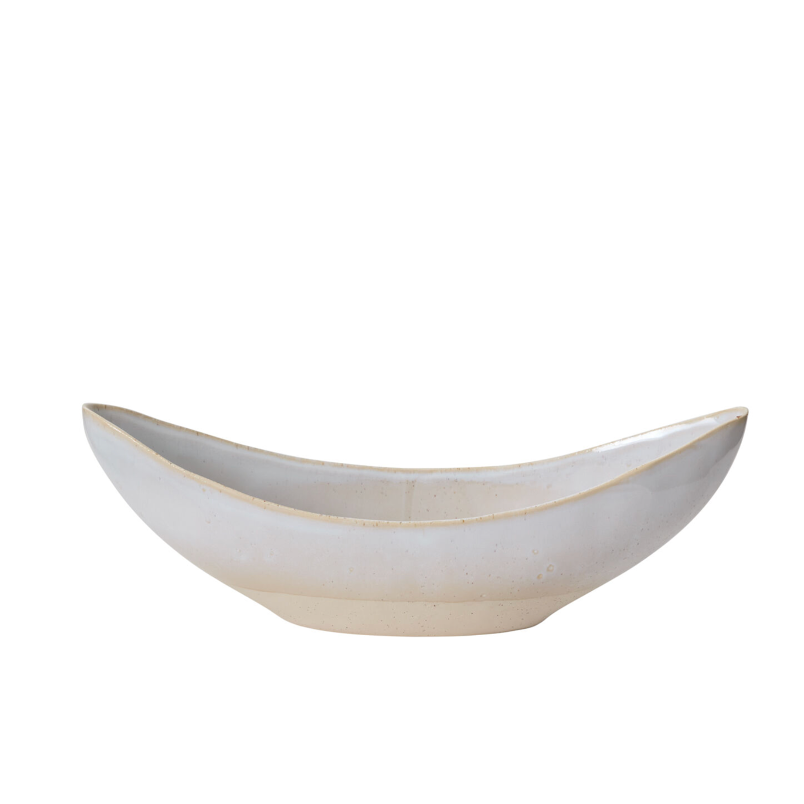 5.5”H X 5.25” X 16.25”L OFF-WHITE CERAMIC CARYS BOAT
