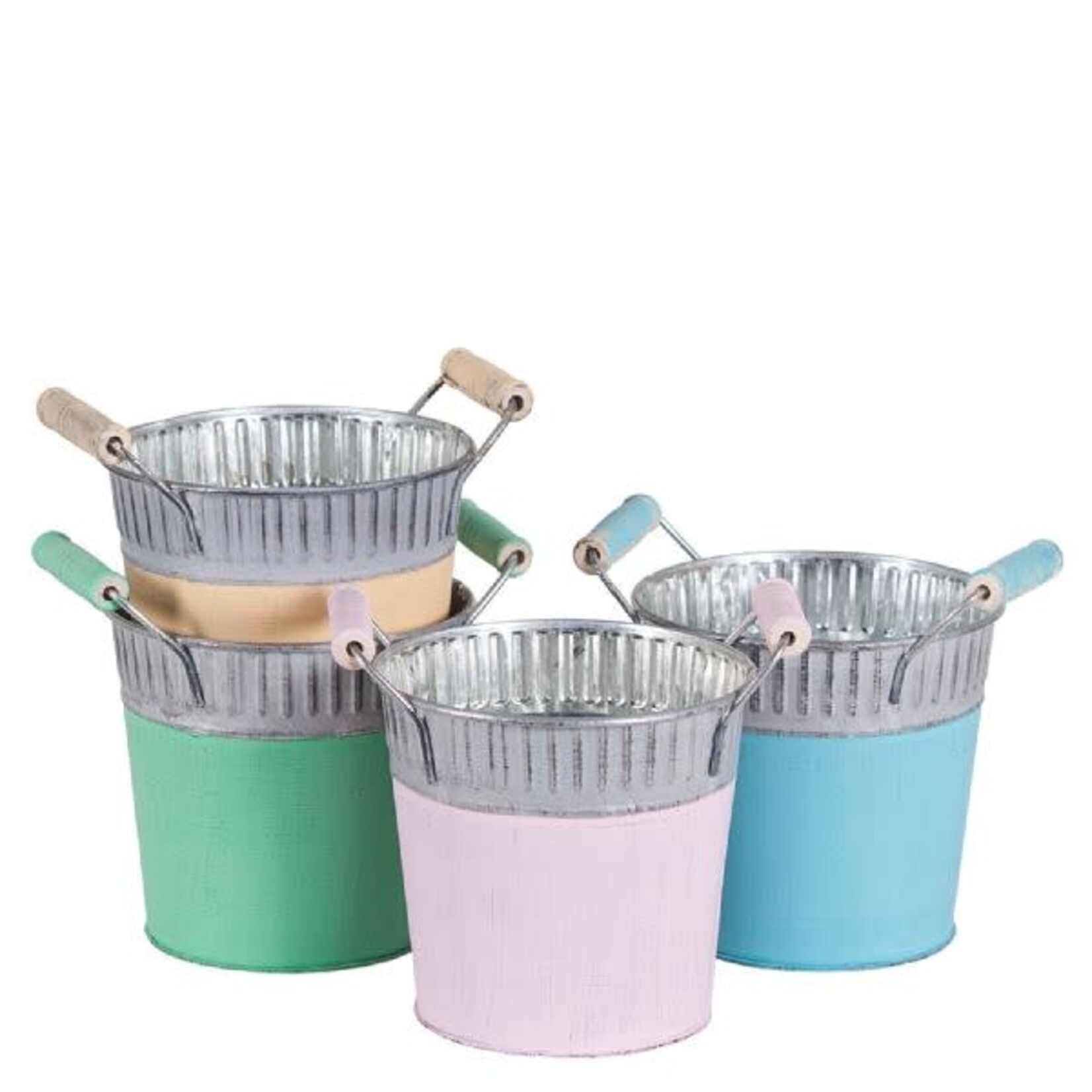 4.5"H X 4.75" ROUND GALVANIZED METAL POT (PRICE PER EACH, BOX HAS ASST.)