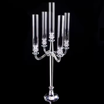QUALITY WHOLESALE 38” CLASSIC CRYSTAL GLASS CANDELABRA 5 ARMS, CHIMNEY INCLUDED
