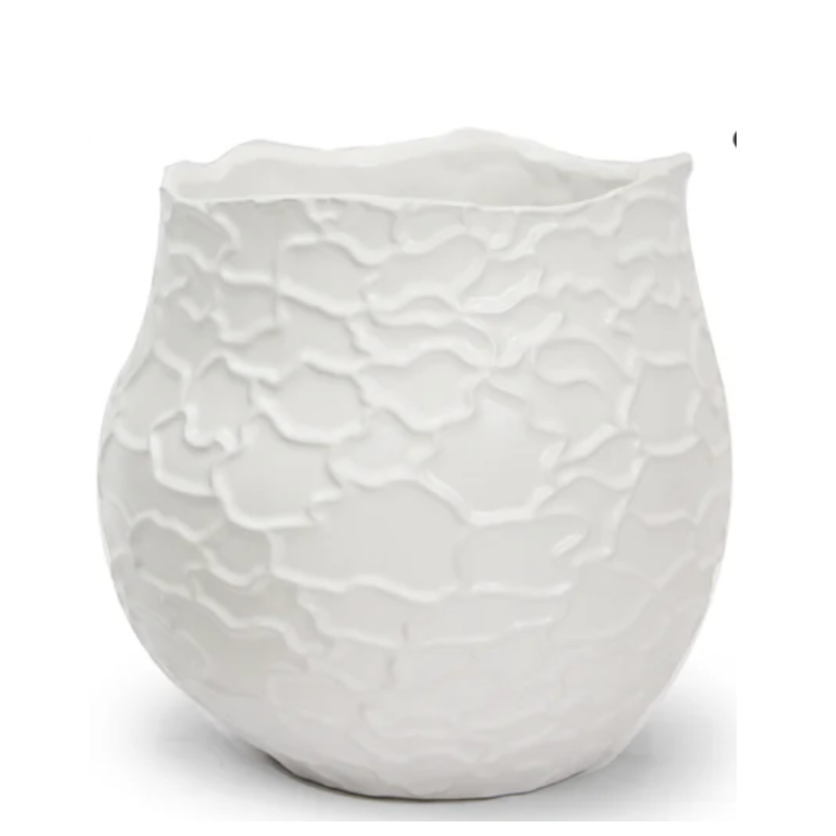 11”H X 11” X 10.5” WHITE CERAMIC OVELLA PLANTER POT