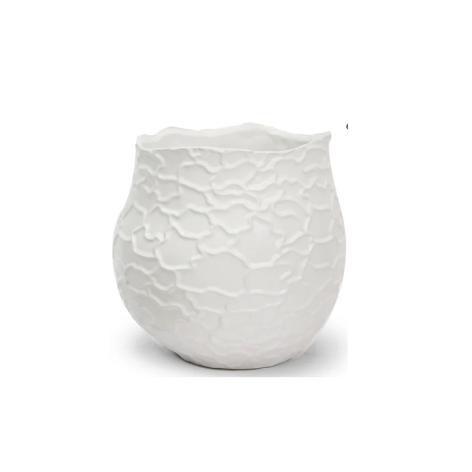 5.5”H X 5.75” X 5.5” WHITE CERAMIC OVELLA PLANTER POT