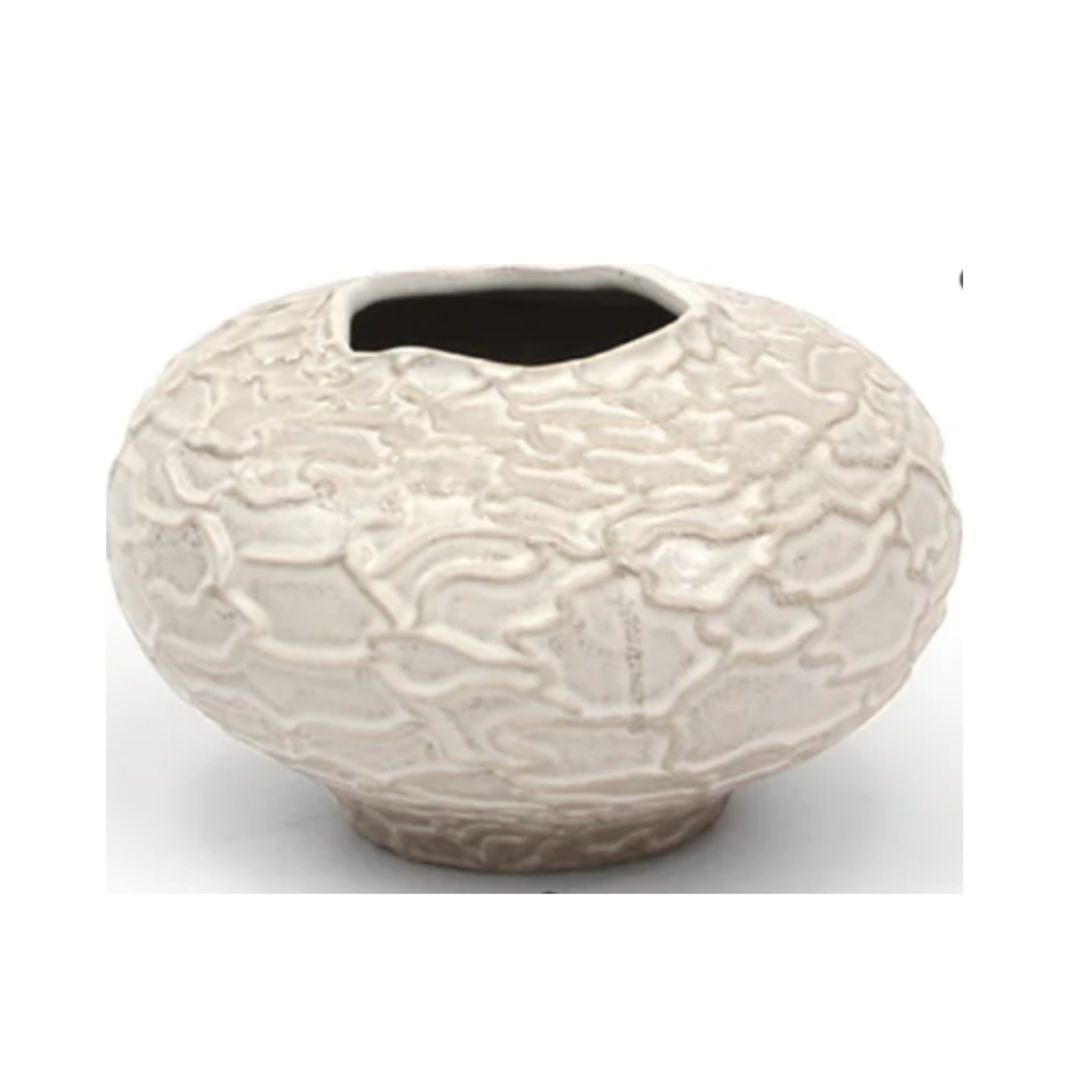 7.75”H X 11.25” X 11” BEIGE CERAMIC TERRA SPHERE
