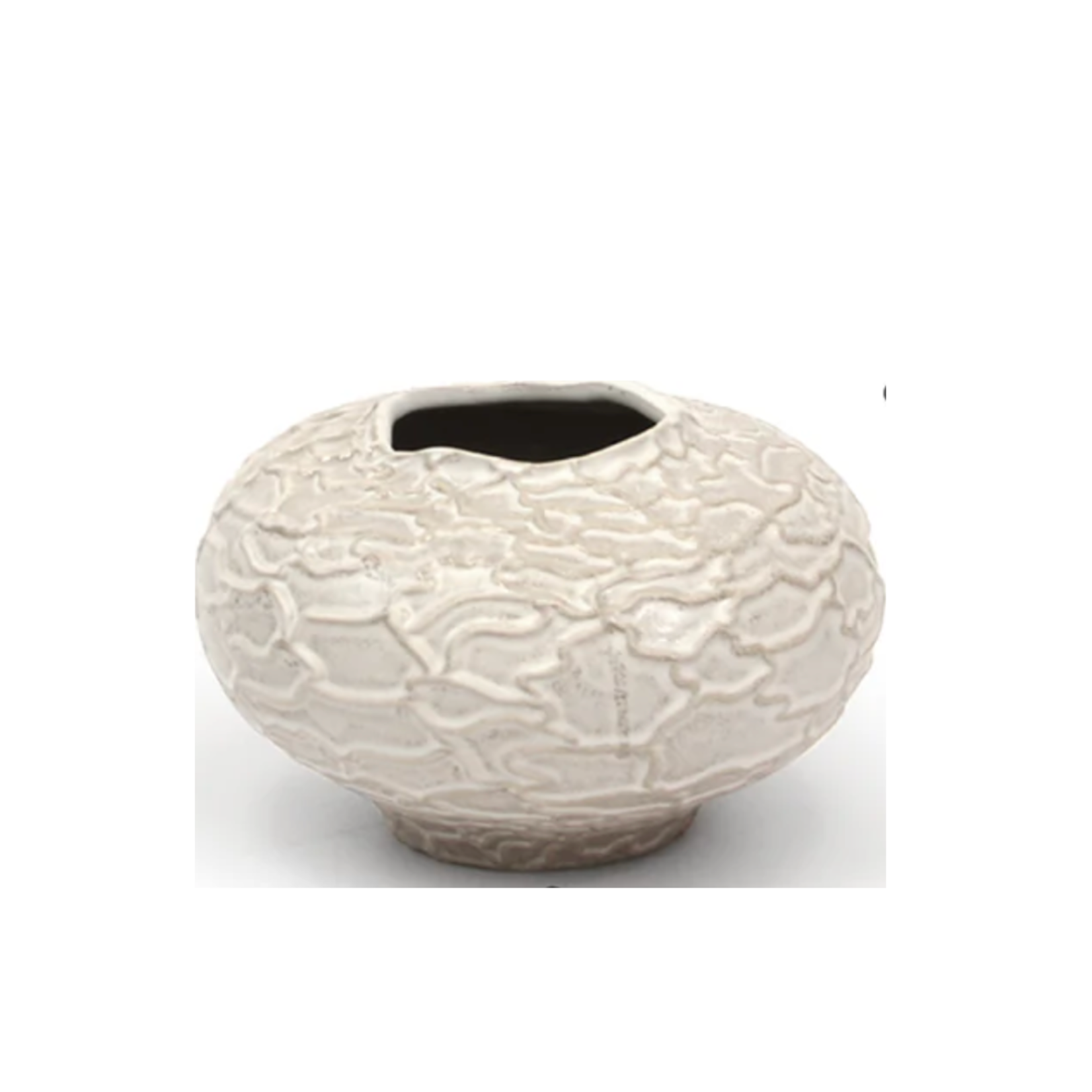 5”H X 8” X 7.75” BEIGE CERAMIC TERRA SPHERE