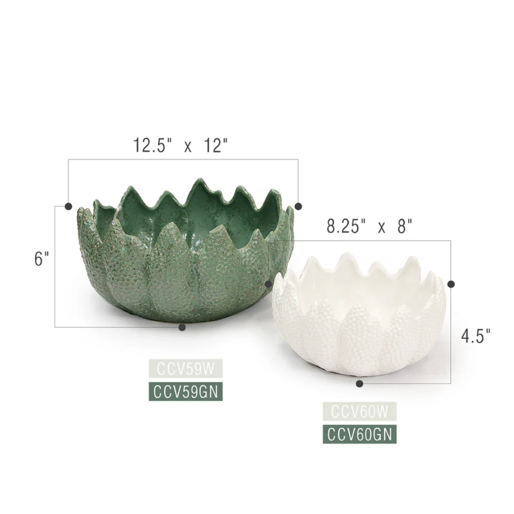 6"h x 12.5" WHITE CERAMIC CORONA DISH GARDEN