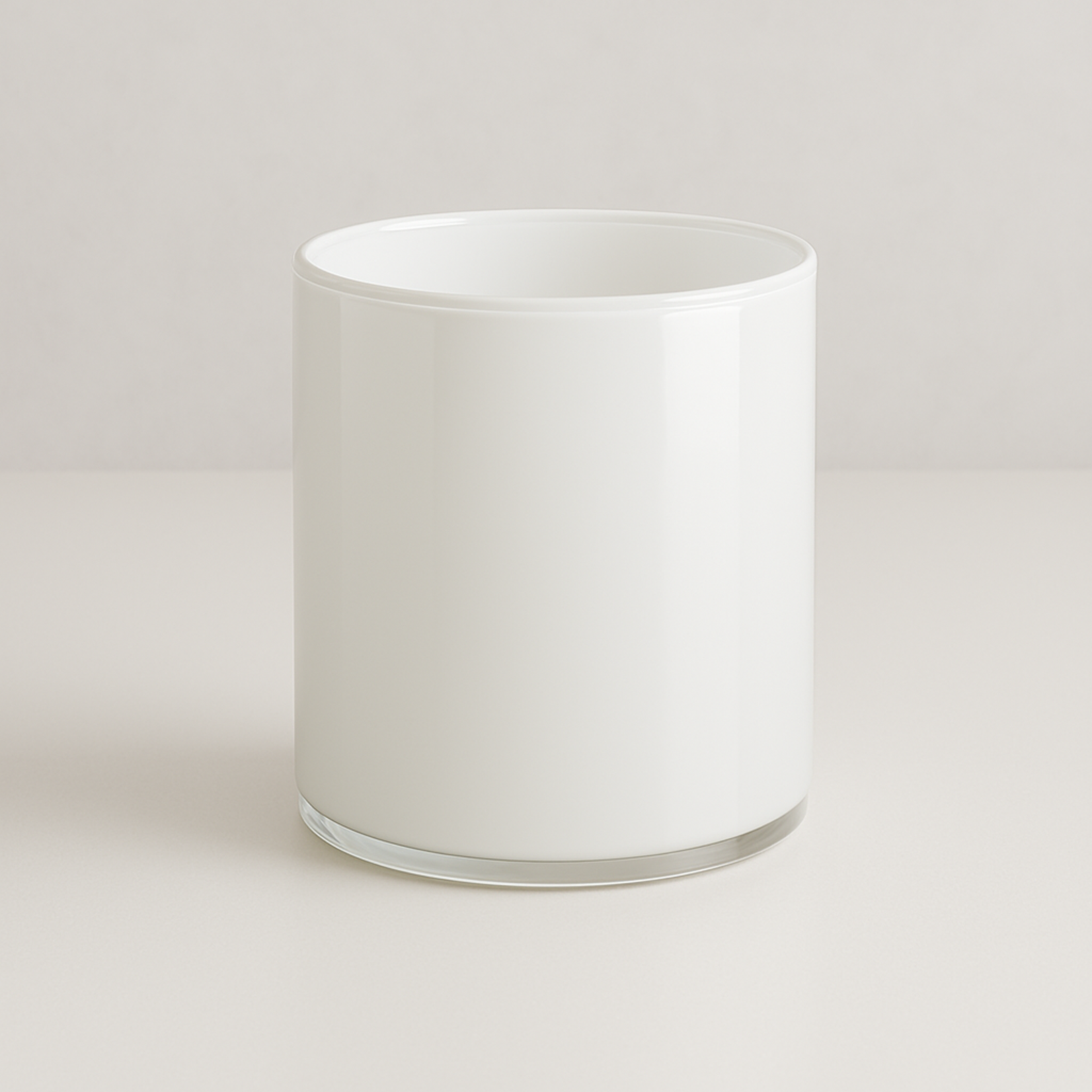 6" X 6"D WHITE GLASS CYLINDER VASE