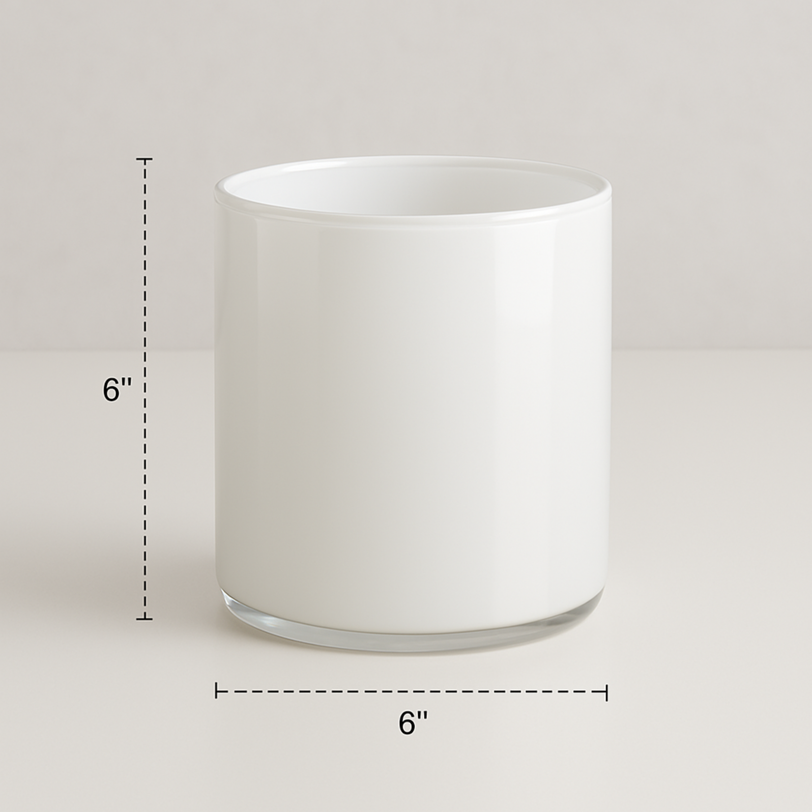 6" X 6"D WHITE GLASS CYLINDER VASE
