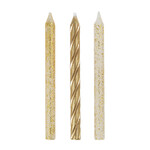 24 GOLD GLITTER BIRTHDAY CANDLES