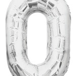 34" SILVER FOIL BALLOON NUMBER-0