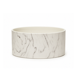 H-4.5" D-8.75" WHITE CERAMIC MARBLE LOW CYLINDER