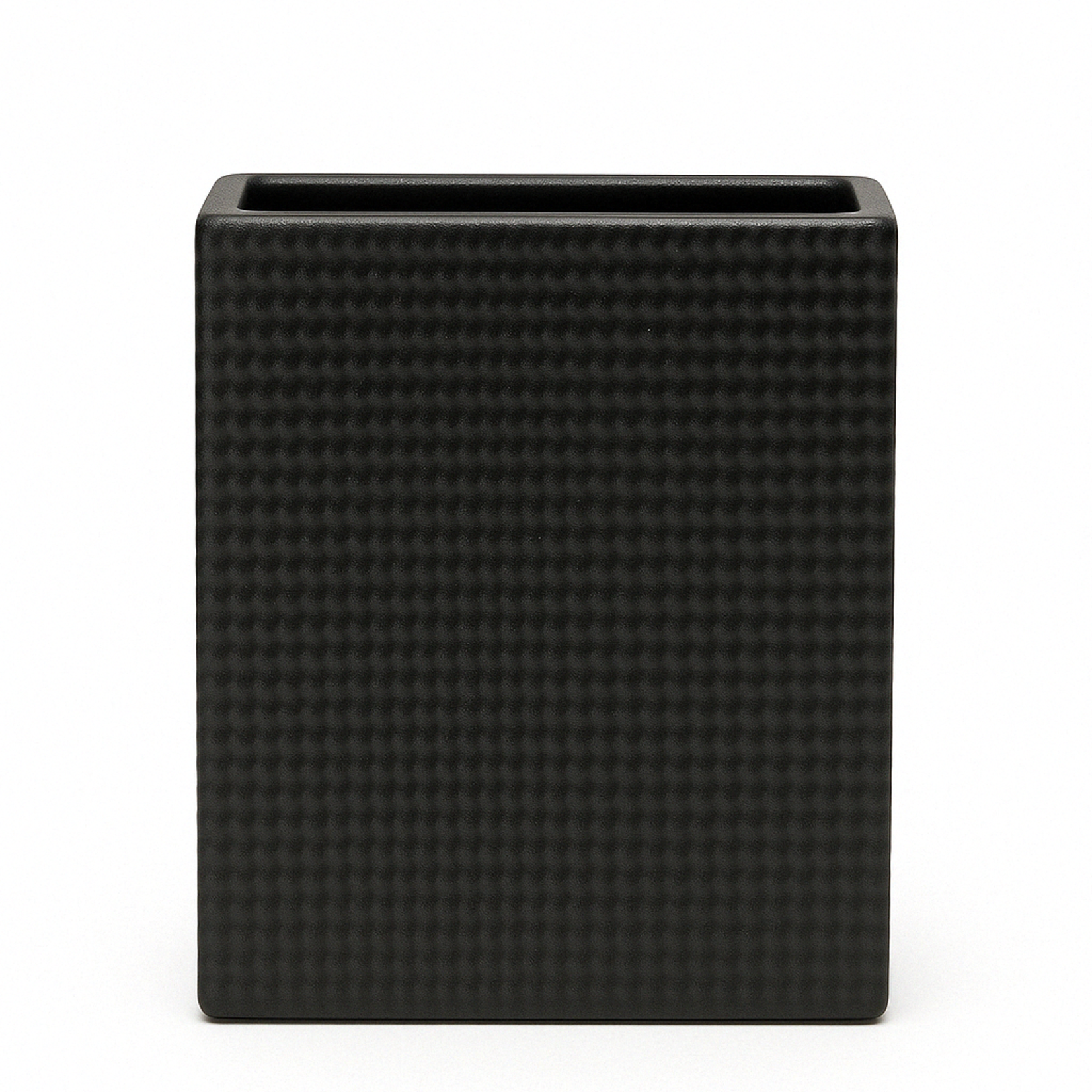 8"H X 6" X 3" MATTE BLACK DIMPLE VASE