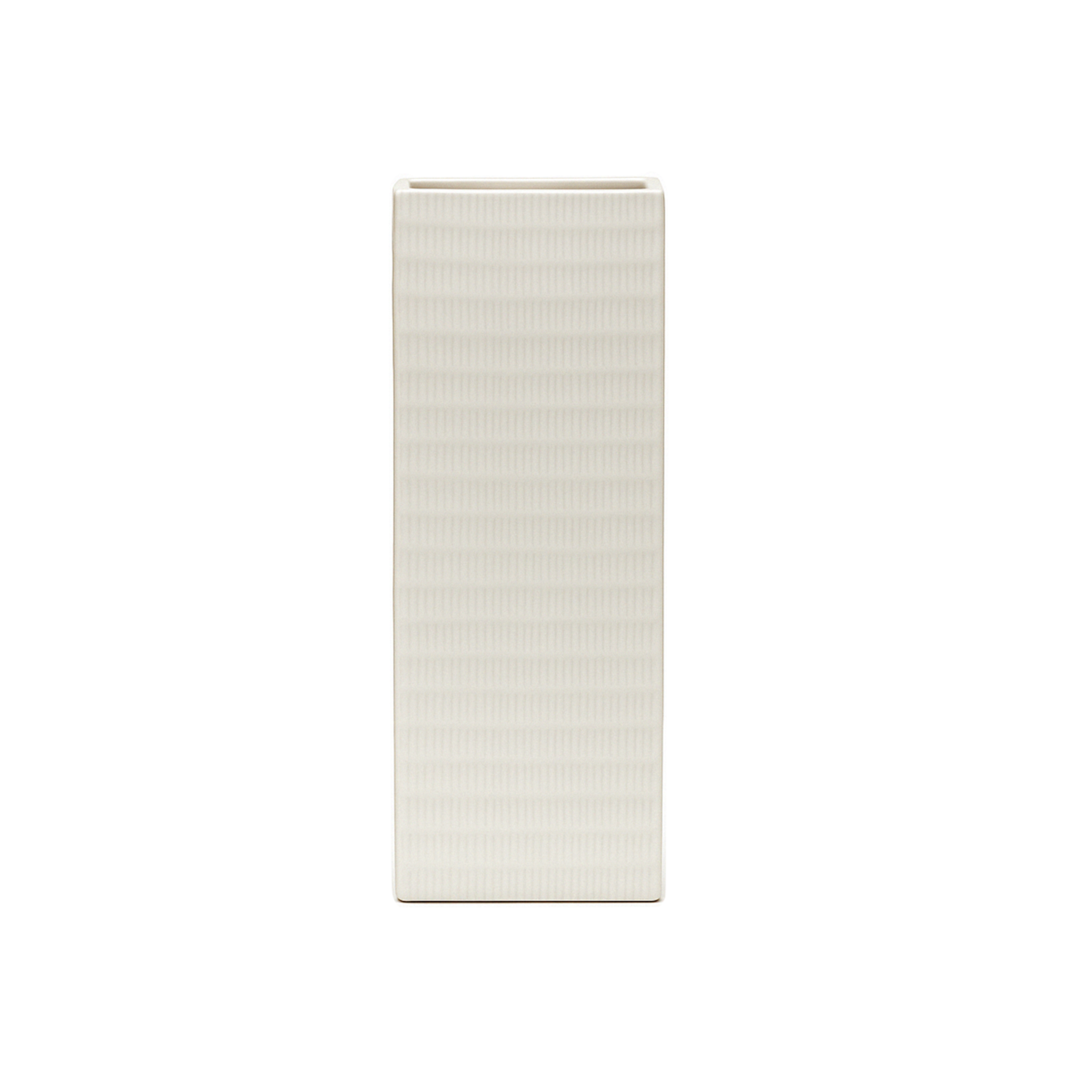 12"h x 4" x 4" WHITE CERAMIC SQUARE OPENING VASE