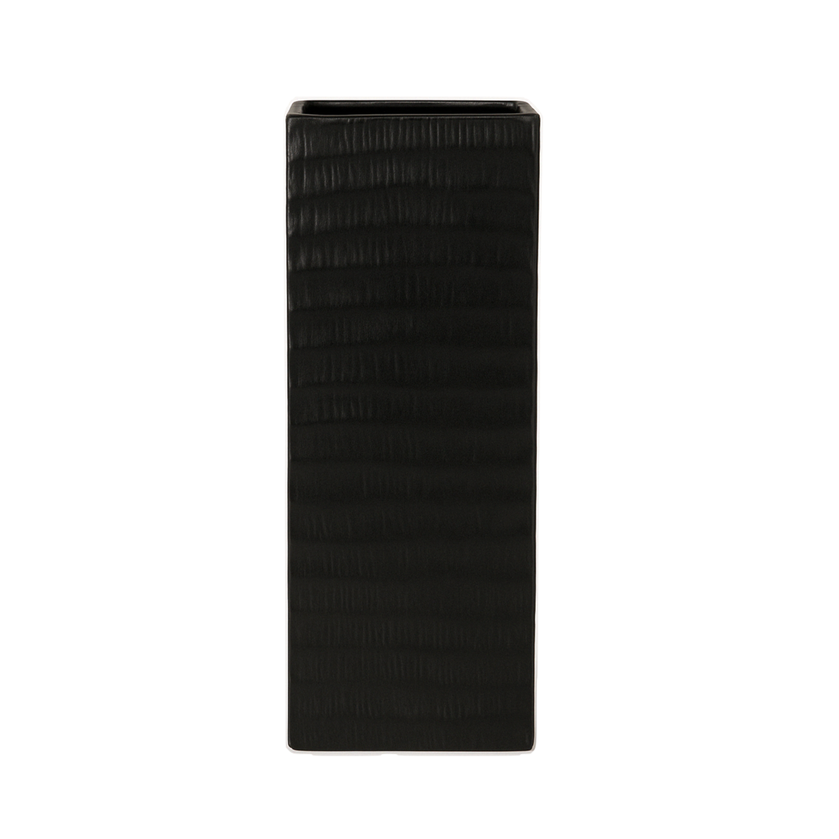 12"h x 4" x 4" BLACK CERAMIC SQUARE OPENING VASE