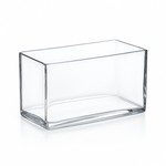 4"H X 8" X 4" LOW RECTANGLE GLASS VASE