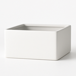 4"H X 8" X 8" MATTE WHITE CERAMIC LOW SQUARE POT VASE