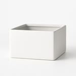 4"H X 6" X 6" MATTE WHITE CERAMIC LOW SQUARE POT VASE
