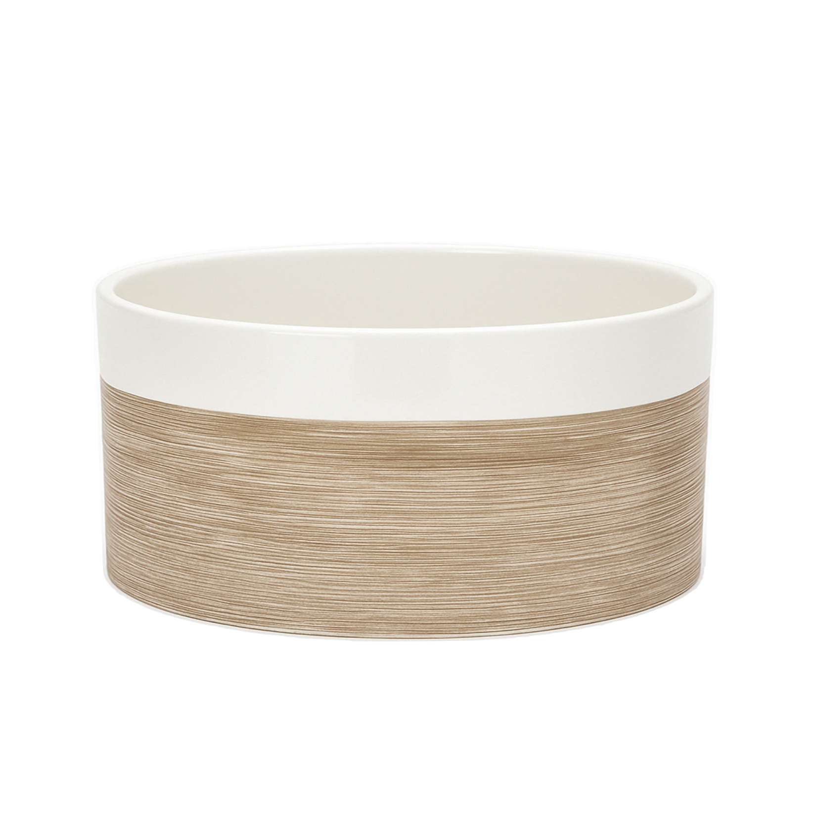 4.5"h x 8.75" WHITE/TAUPE PINSTRIPE COLLECTION LOW CYLINDER