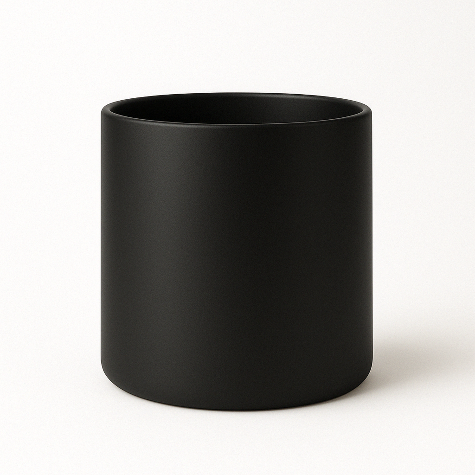 QUALITY WHOLESALE 6.5"H X 7" MATTE BLACK CERAMIC CYLINDER VASE PLANTER