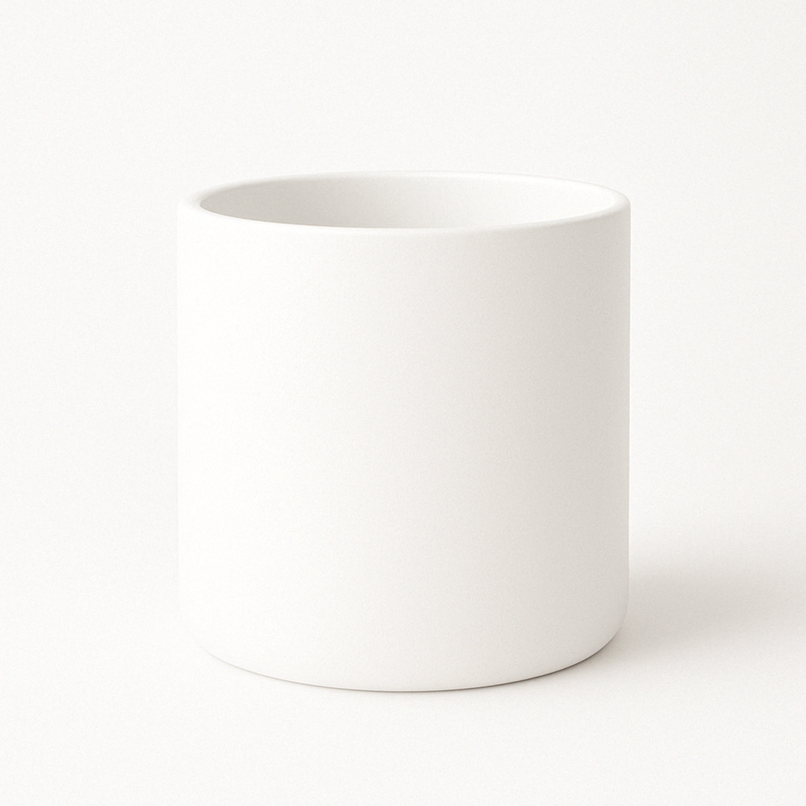 QUALITY WHOLESALE 6.5"H X 7" MATTE WHITE CERAMIC CYLINDER VASE PLANTER