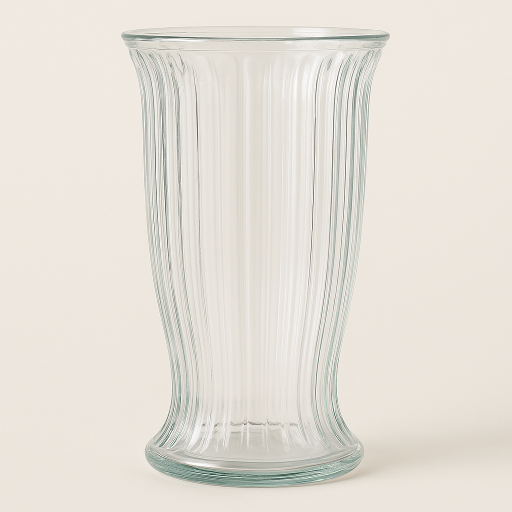 12"H X 6" TALL RIBBED GLASS VASE