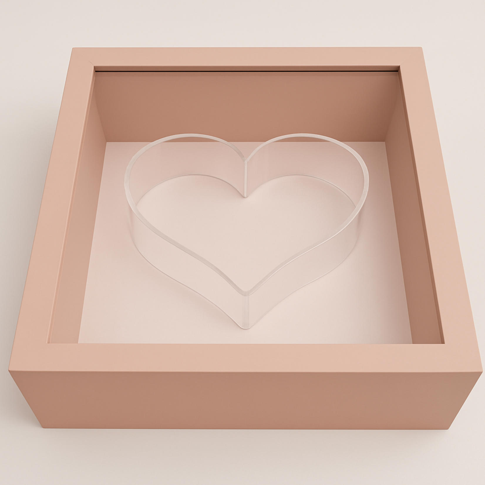 12" x 12" BLUSH ACRYLIC MAGNETIC SQUARE BOX W HEART, REG $39.99 60% OFF HAT BOX