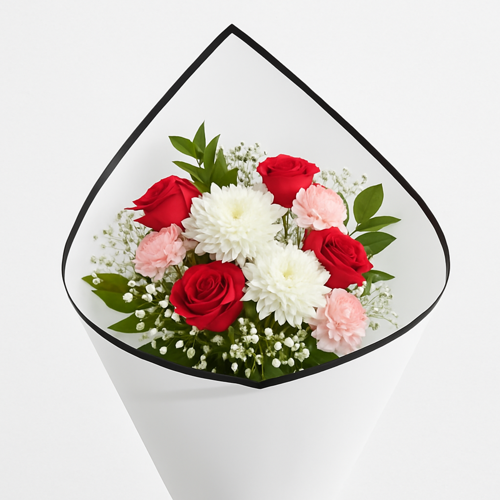 22.5" x 22.5", 20 PIECES WHITE W BLACK EDGE FLOWER PAPER