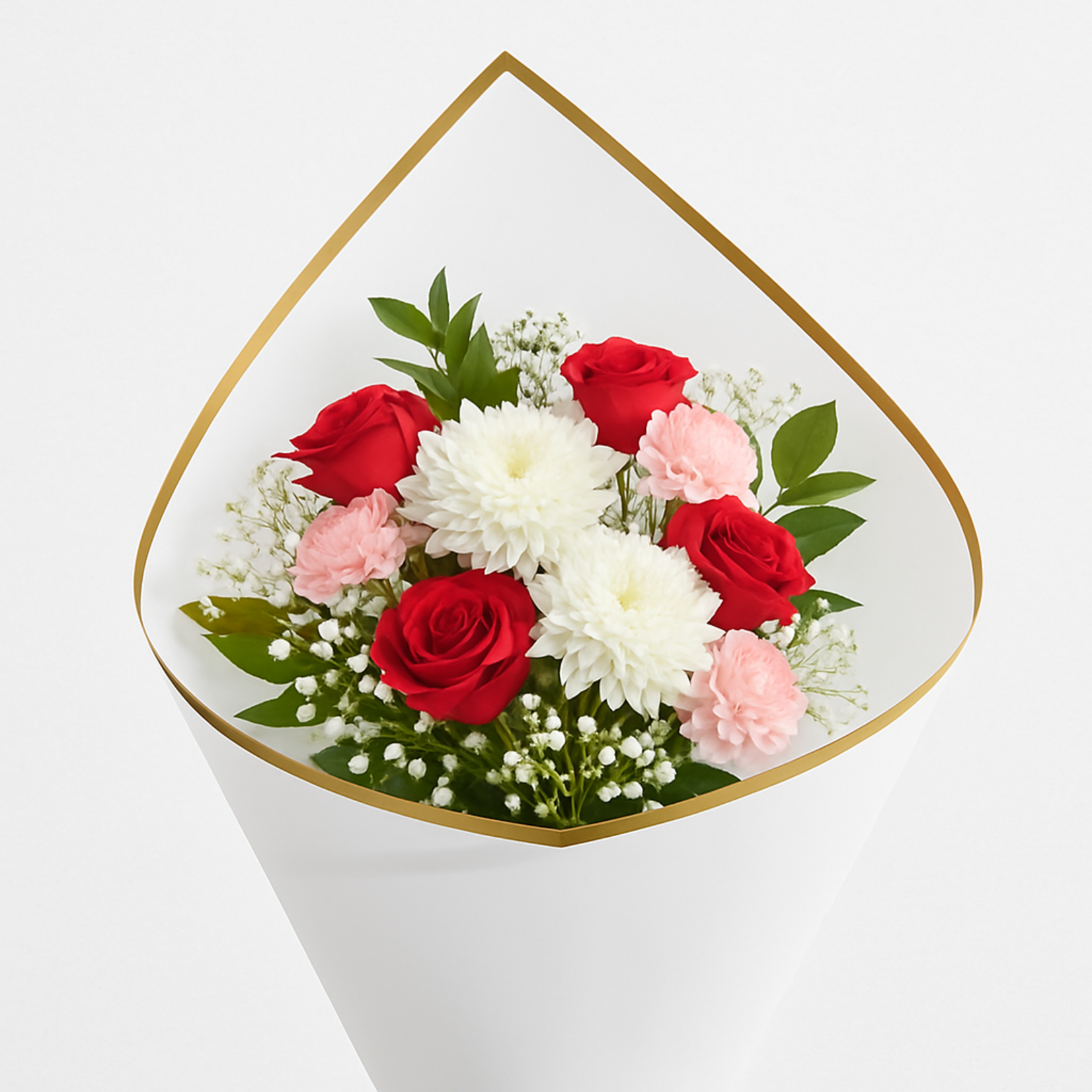 22.5" x 22.5" WHITE W GOLD EDGE FLOWER PAPER 20pk