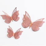 PINK DOUBLE LAYER BUTTERFLIES, 12 PCS