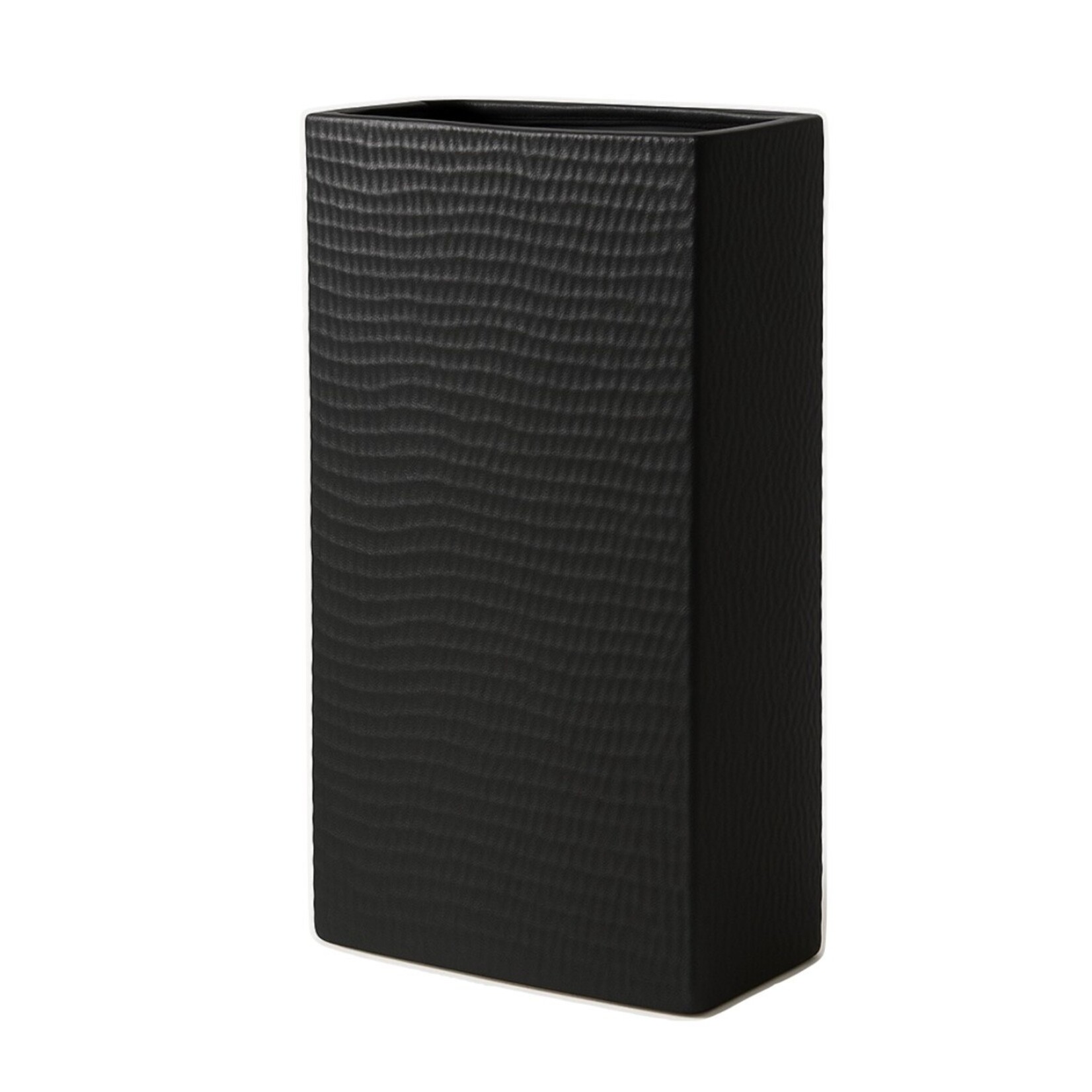 14”H X 4” X 8.5” BLACK CERAMIC CONTEMPORARY TEXTURED