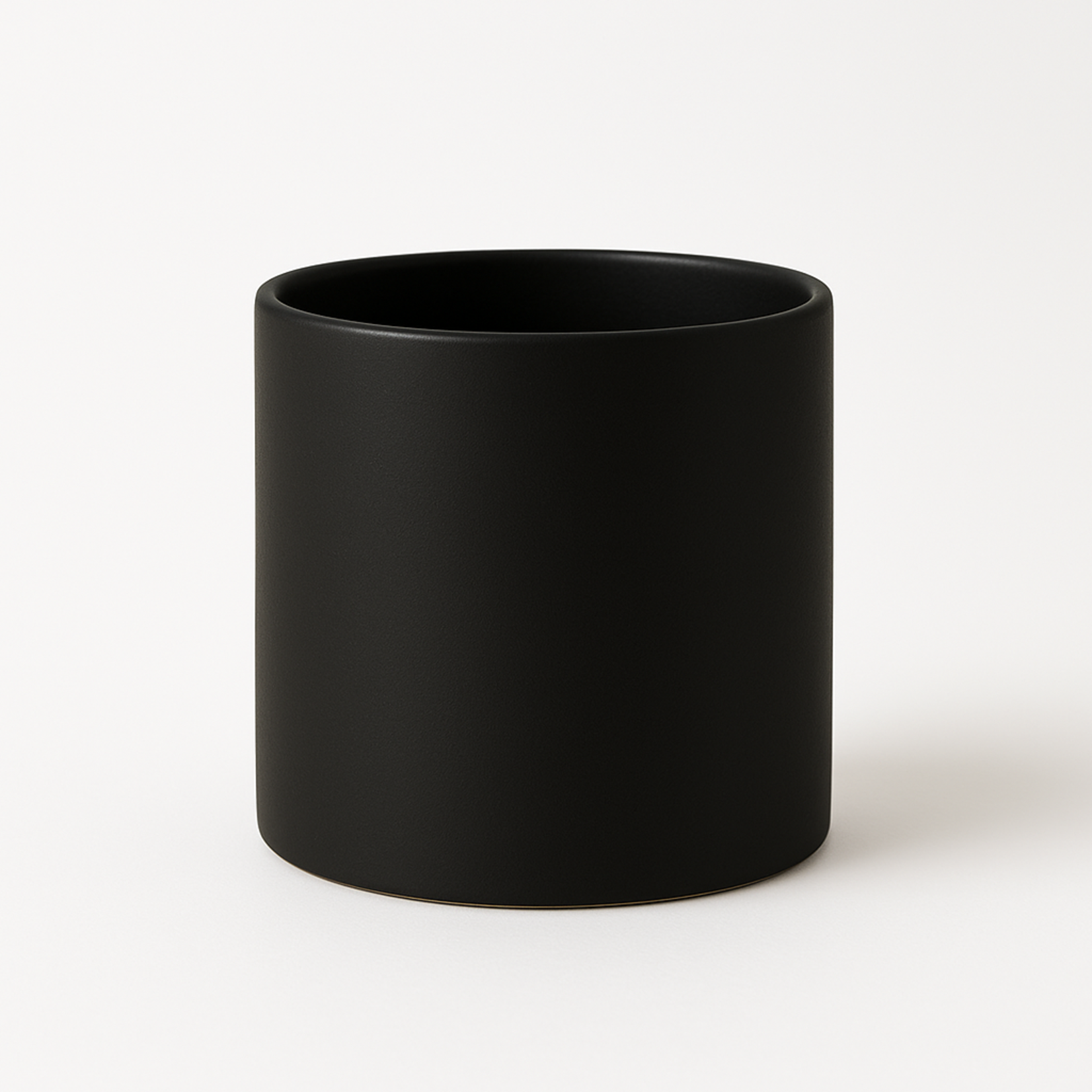 QUALITY WHOLESALE 5.5"h x 6" MATTE BLACK CERAMIC CYLINDER VASE PLANTER