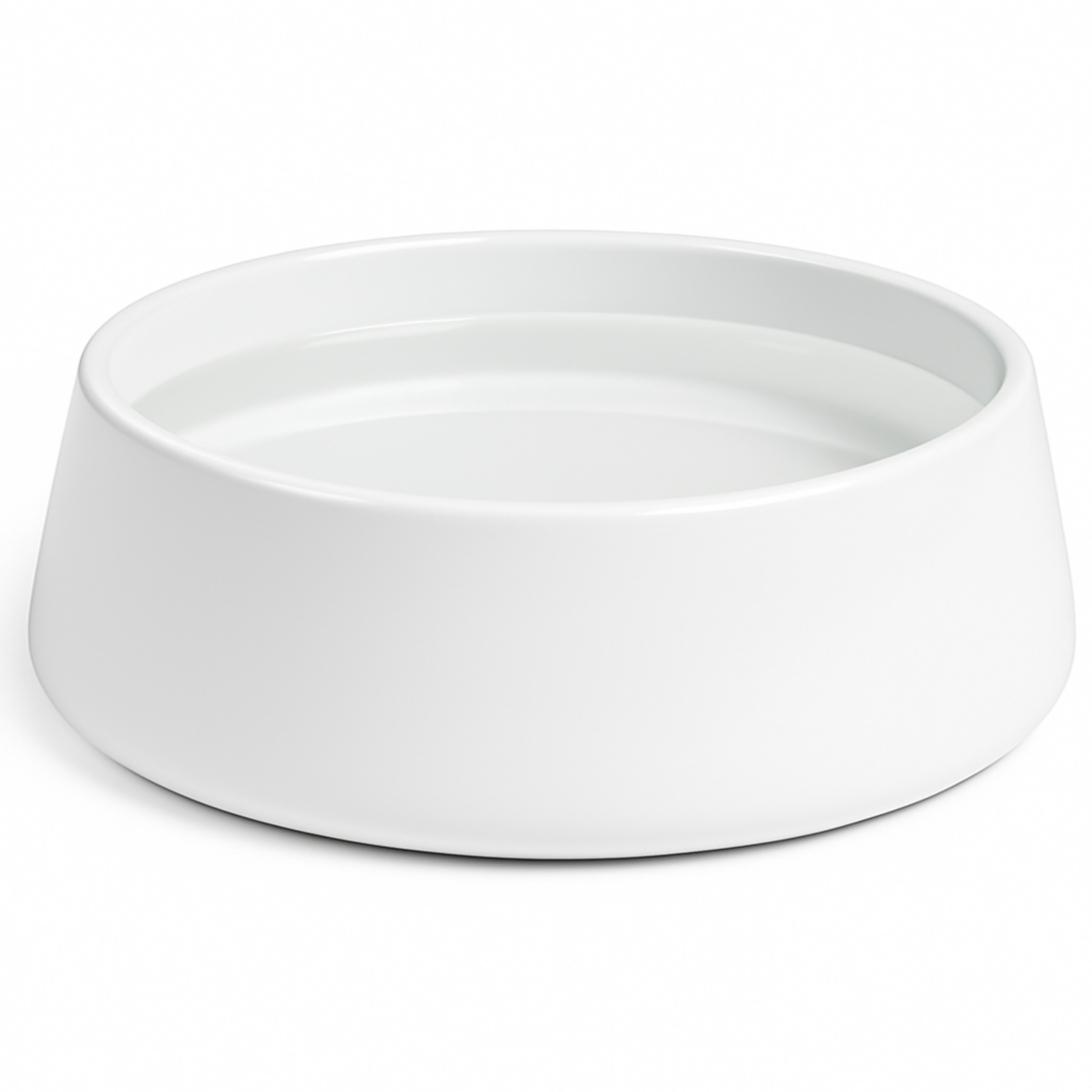 5.5"H X 15” LOW ROUND TAPERED CYLINDER GLOSSY WHITE ST-WARE PLANTER