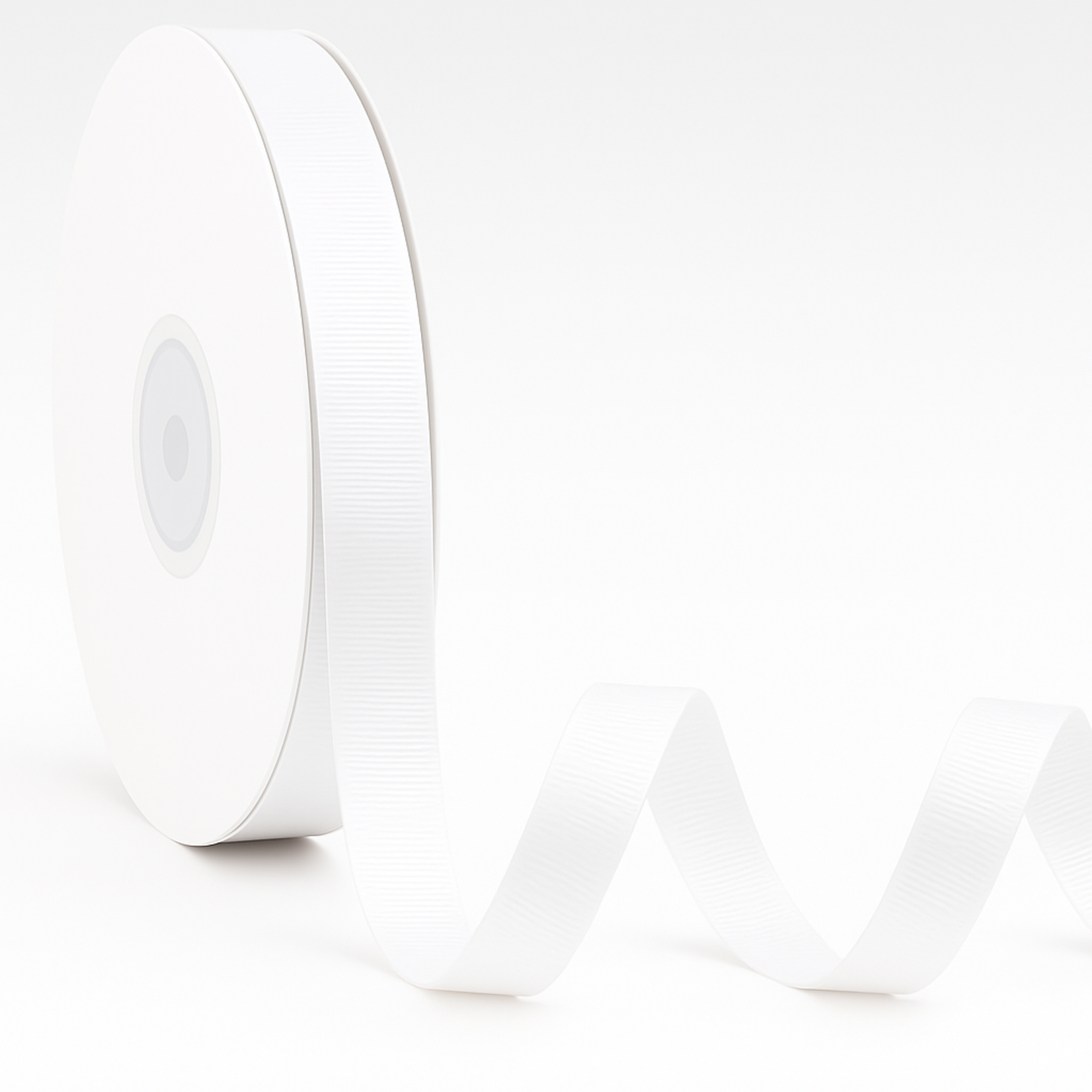 1/4" X 50 YDS WHITE GROSGRAIN RIBBON.   ND