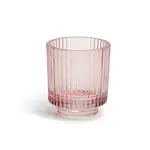 4”H X 3.5” PINK GLASS TEA LIGHT HOLDER