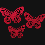RED METALLIC BUTTERFLIES 3", 4", 4.5"