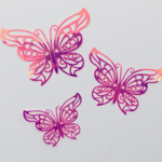 METALLIC HOLOGRAPHIC BUTTERFLIES PINK, 12 PIECES