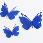 ROYAL BLUE DOUBLE LAYER BUTTERFLIES, 3", 4", 4.5", 12 PCS