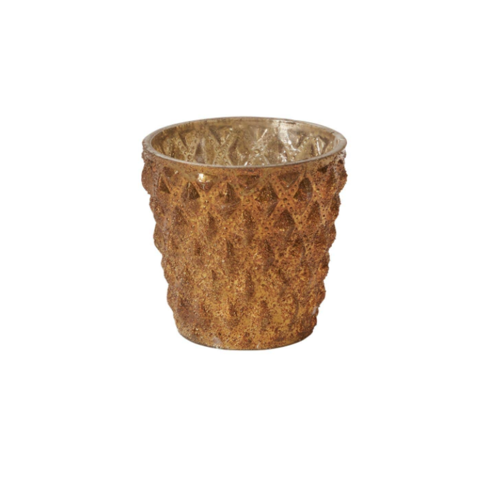 3.25”H X 3.5” GOLD GLASS CRISTAL VOTIVE 50% off was $8 now $3.99