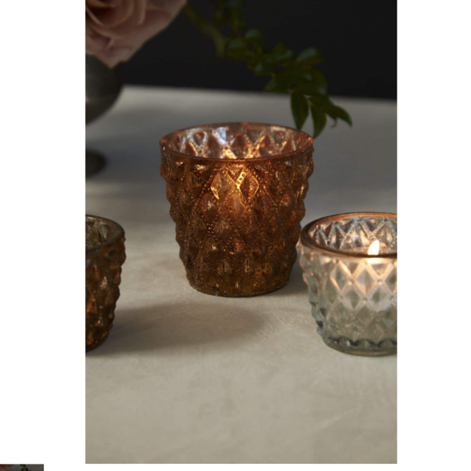 3.25”H X 3.5” GOLD GLASS CRISTAL VOTIVE 50% off was $8 now $3.99