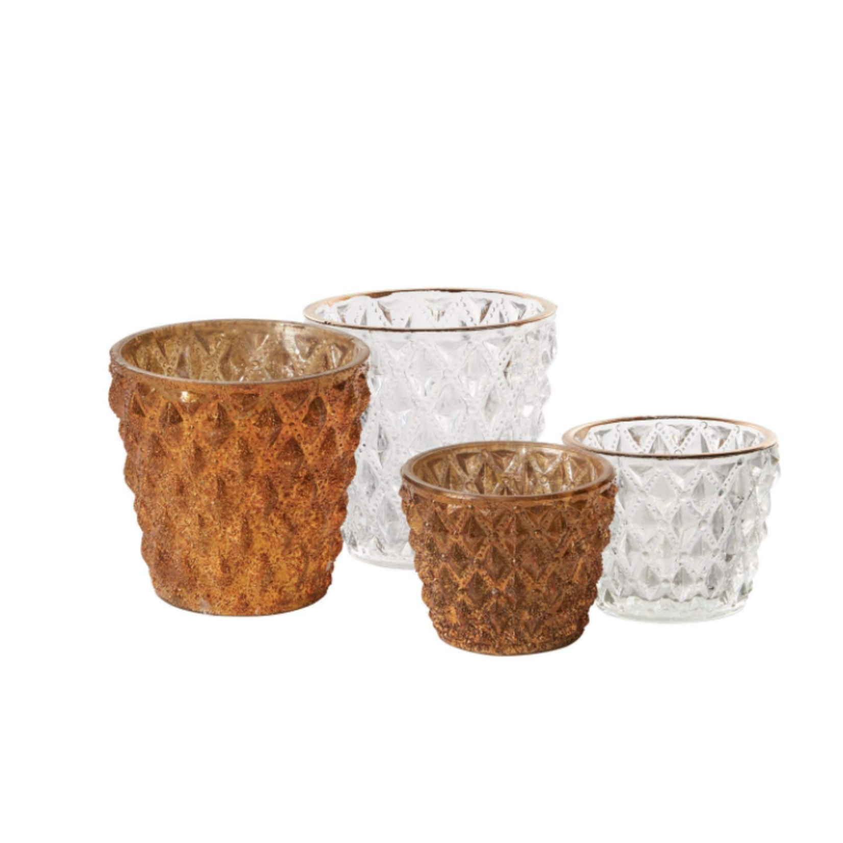 3.25”H X 3.5” GOLD GLASS CRISTAL VOTIVE 50% off was $8 now $3.99