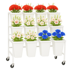QUALITY WHOLESALE 12 SQUARE WHITE BUCKET, WHITE STAND W/ BUCKETS INCLUDED 31.25"H X 39.5"L X 23.25" REG PRICE $280.