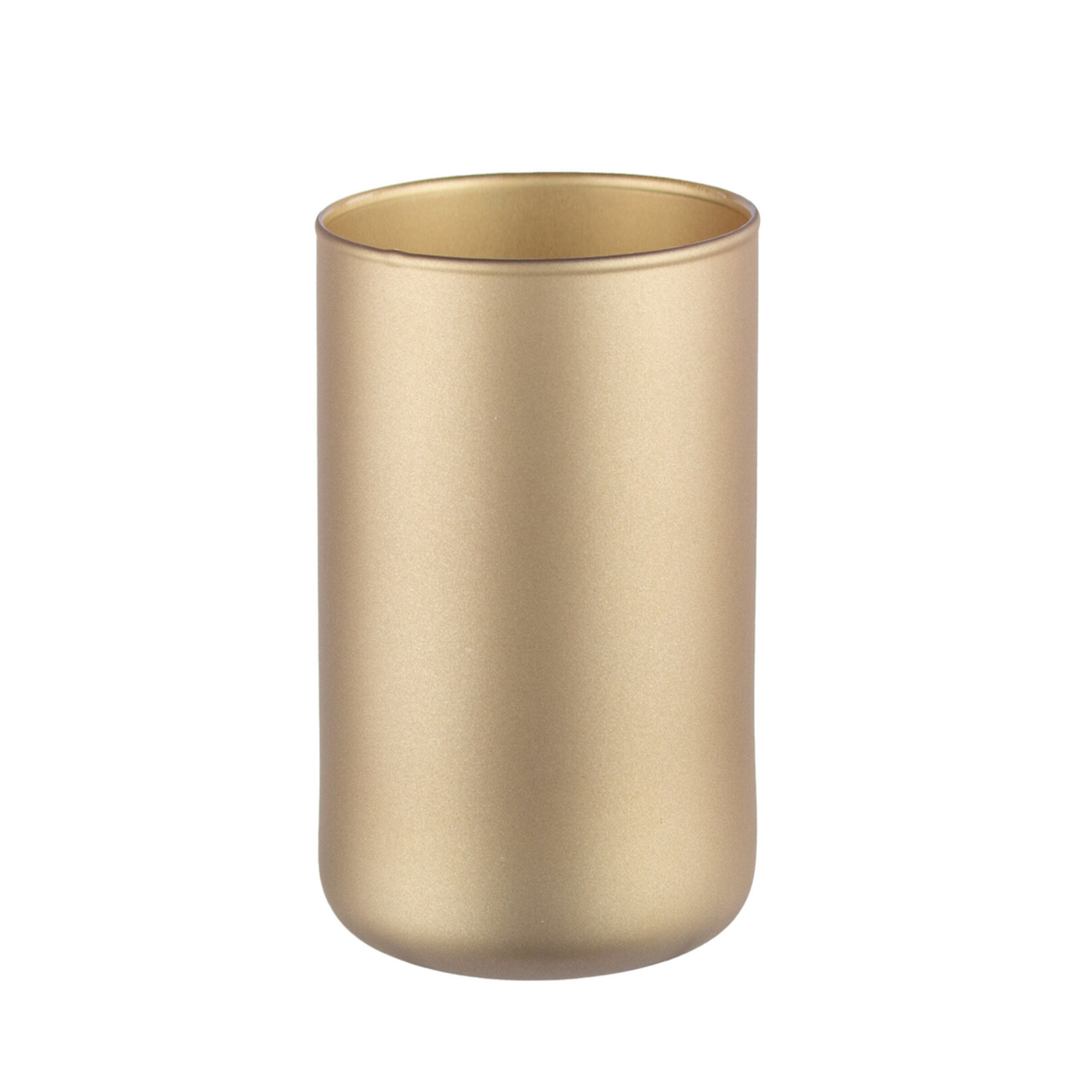 8”h x 5” MATTE METALLIC GOLD GLASS CYLINDER